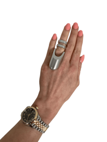Clio- The Radiant Wearable Vibrating Ring;  Sexual Jewelry (Color: matte silver, size: 8.5)